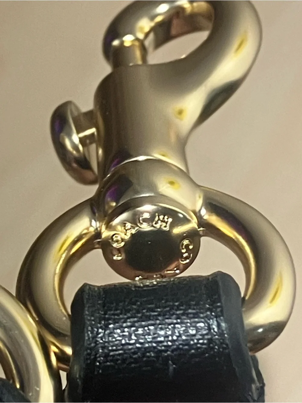 Coach Black Leather Crossbody Strap with Gold-Tone Horsebit Accent